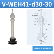 V-WEH41 / V-WEH42 Rear-Port Spring-Loaded Vacuum Cup Assemblies, 6–80 mm-BOLTTE