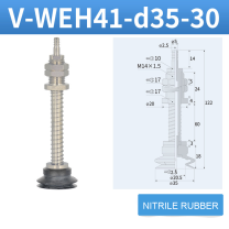 V-WEH41 / V-WEH42 Rear-Port Spring-Loaded Vacuum Cup Assemblies, 6–80 mm-BOLTTE