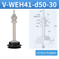 V-WEH41 / V-WEH42 Rear-Port Spring-Loaded Vacuum Cup Assemblies, 6–80 mm