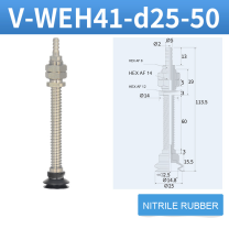 V-WEH41 / V-WEH42 Rear-Port Spring-Loaded Vacuum Cup Assemblies, 6–80 mm-BOLTTE