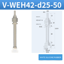 V-WEH41 / V-WEH42 Rear-Port Spring-Loaded Vacuum Cup Assemblies, 6–80 mm-BOLTTE