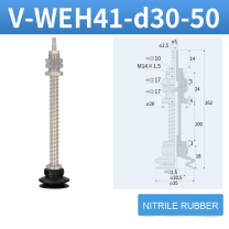 V-WEH41 / V-WEH42 Rear-Port Spring-Loaded Vacuum Cup Assemblies, 6–80 mm-BOLTTE