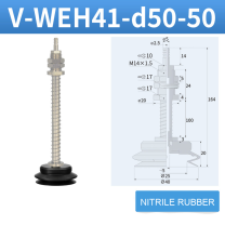 V-WEH41 / V-WEH42 Rear-Port Spring-Loaded Vacuum Cup Assemblies, 6–80 mm-BOLTTE