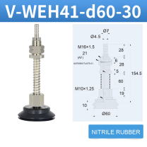 V-WEH41 / V-WEH42 Rear-Port Spring-Loaded Vacuum Cup Assemblies, 6–80 mm-BOLTTE
