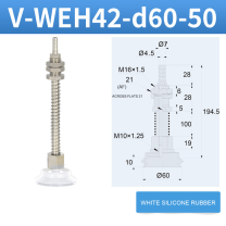 V-WEH41 / V-WEH42 Rear-Port Spring-Loaded Vacuum Cup Assemblies, 6–80 mm-BOLTTE