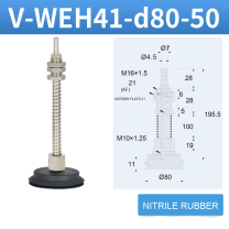 V-WEH41 / V-WEH42 Rear-Port Spring-Loaded Vacuum Cup Assemblies, 6–80 mm-BOLTTE