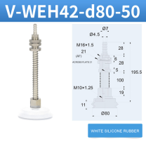 V-WEH41 / V-WEH42 Rear-Port Spring-Loaded Vacuum Cup Assemblies, 6–80 mm-BOLTTE