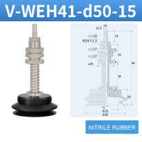 V-WEH41 / V-WEH42 Rear-Port Spring-Loaded Vacuum Cup Assemblies, 6–80 mm-BOLTTE