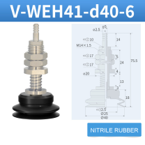 V-WEH41 / V-WEH42 Rear-Port Spring-Loaded Vacuum Cup Assemblies, 6–80 mm-BOLTTE