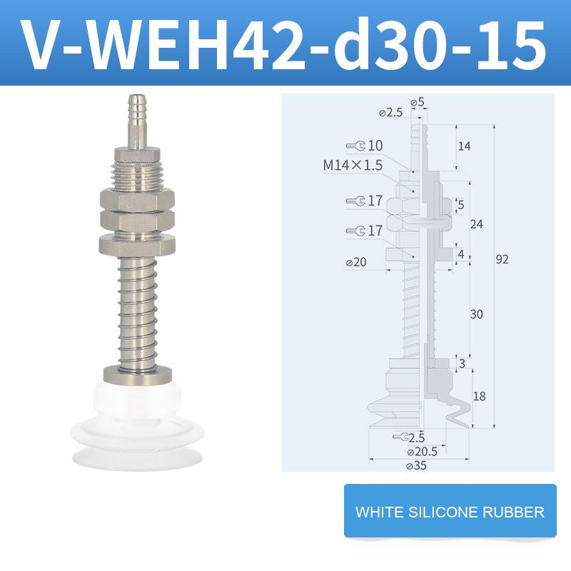V-WEH41 / V-WEH42 Rear-Port Spring-Loaded Vacuum Cup Assemblies, 6–80 mm-BOLTTE