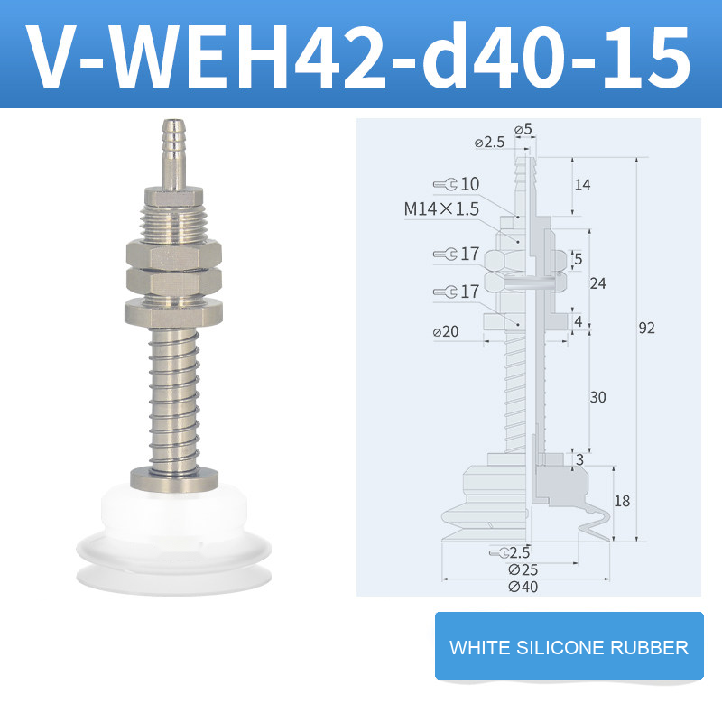 V-WEH41 / V-WEH42 Rear-Port Spring-Loaded Vacuum Cup Assemblies, 6–80 mm-BOLTTE
