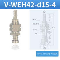 V-WEH41 / V-WEH42 Rear-Port Spring-Loaded Vacuum Cup Assemblies, 6–80 mm-BOLTTE