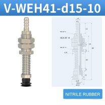 V-WEH41 / V-WEH42 Rear-Port Spring-Loaded Vacuum Cup Assemblies, 6–80 mm-BOLTTE