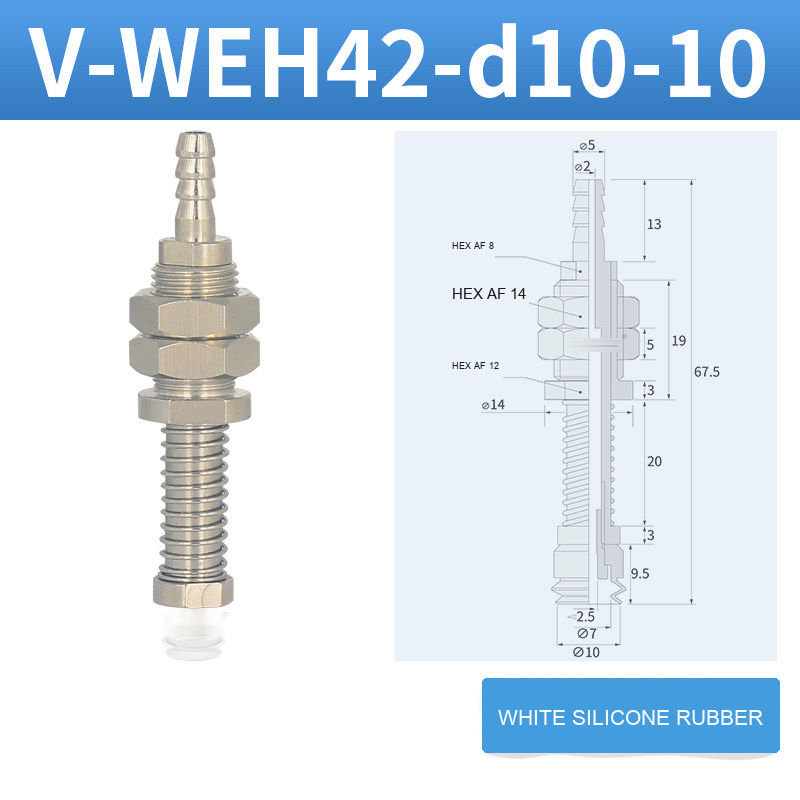 V-WEH41 / V-WEH42 Rear-Port Spring-Loaded Vacuum Cup Assemblies, 6–80 mm-BOLTTE
