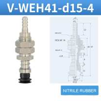 V-WEH41 / V-WEH42 Rear-Port Spring-Loaded Vacuum Cup Assemblies, 6–80 mm-BOLTTE