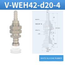 V-WEH41 / V-WEH42 Rear-Port Spring-Loaded Vacuum Cup Assemblies, 6–80 mm-BOLTTE