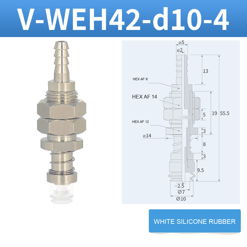 V-WEH41 / V-WEH42 Rear-Port Spring-Loaded Vacuum Cup Assemblies, 6–80 mm-BOLTTE
