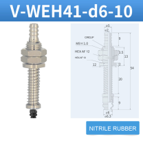 V-WEH41 / V-WEH42 Rear-Port Spring-Loaded Vacuum Cup Assemblies, 6–80 mm-BOLTTE
