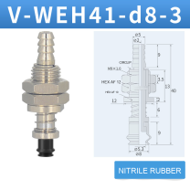 V-WEH41 / V-WEH42 Rear-Port Spring-Loaded Vacuum Cup Assemblies, 6–80 mm-BOLTTE
