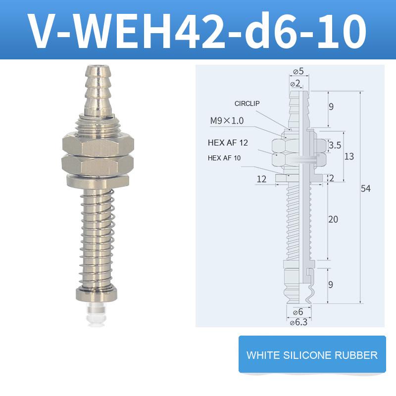 V-WEH41 / V-WEH42 Rear-Port Spring-Loaded Vacuum Cup Assemblies, 6–80 mm-BOLTTE