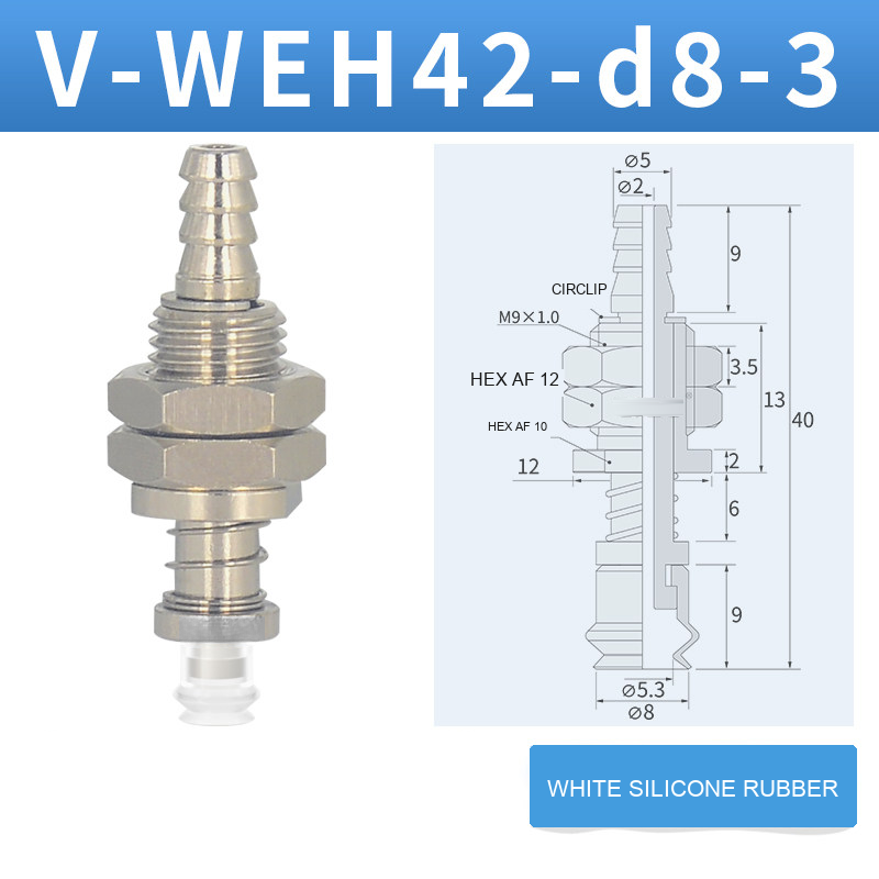 V-WEH41 / V-WEH42 Rear-Port Spring-Loaded Vacuum Cup Assemblies, 6–80 mm-BOLTTE
