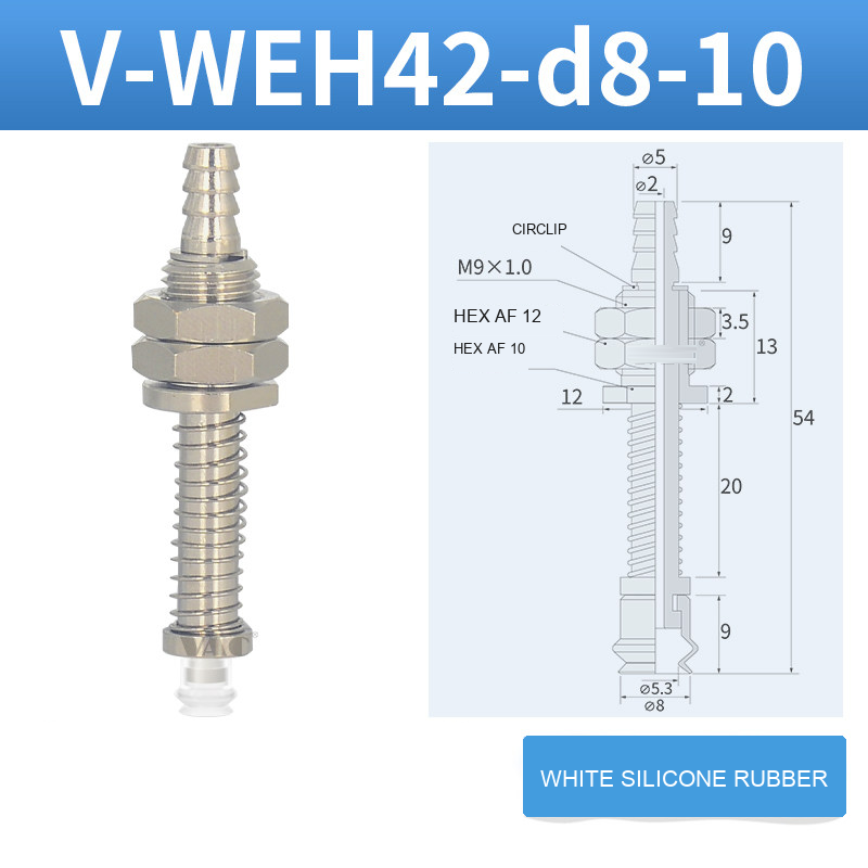 V-WEH41 / V-WEH42 Rear-Port Spring-Loaded Vacuum Cup Assemblies, 6–80 mm-BOLTTE