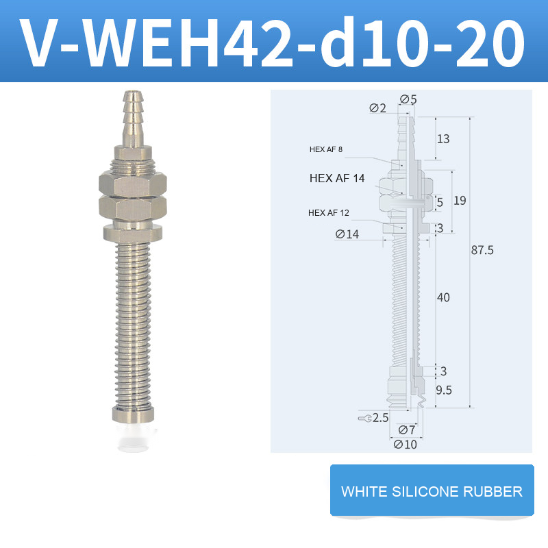 V-WEH41 / V-WEH42 Rear-Port Spring-Loaded Vacuum Cup Assemblies, 6–80 mm-BOLTTE