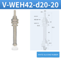 V-WEH41 / V-WEH42 Rear-Port Spring-Loaded Vacuum Cup Assemblies, 6–80 mm-BOLTTE