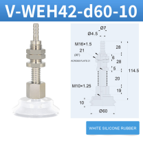 V-WEH41 / V-WEH42 Rear-Port Spring-Loaded Vacuum Cup Assemblies, 6–80 mm-BOLTTE