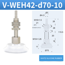 V-WEH41 / V-WEH42 Rear-Port Spring-Loaded Vacuum Cup Assemblies, 6–80 mm-BOLTTE