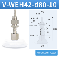 V-WEH41 / V-WEH42 Rear-Port Spring-Loaded Vacuum Cup Assemblies, 6–80 mm-BOLTTE