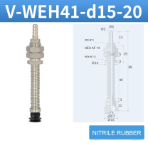 V-WEH41 / V-WEH42 Rear-Port Spring-Loaded Vacuum Cup Assemblies, 6–80 mm-BOLTTE