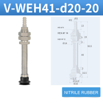 V-WEH41 / V-WEH42 Rear-Port Spring-Loaded Vacuum Cup Assemblies, 6–80 mm-BOLTTE