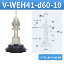 V-WEH41 / V-WEH42 Rear-Port Spring-Loaded Vacuum Cup Assemblies, 6–80 mm-BOLTTE
