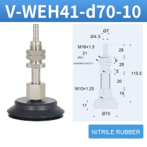 V-WEH41 / V-WEH42 Rear-Port Spring-Loaded Vacuum Cup Assemblies, 6–80 mm-BOLTTE