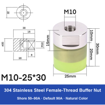 Female Thread M10 – Ø25 × 30 mm, 304 stainless steel polyurethane-coated buffer component