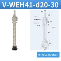 V-WEH41 / V-WEH42 Rear-Port Spring-Loaded Vacuum Cup Assemblies, 6–80 mm-BOLTTE