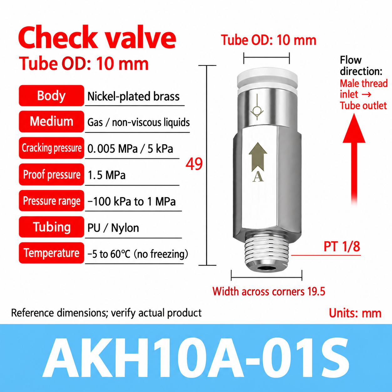 AKH10A-01S pneumatic check valve