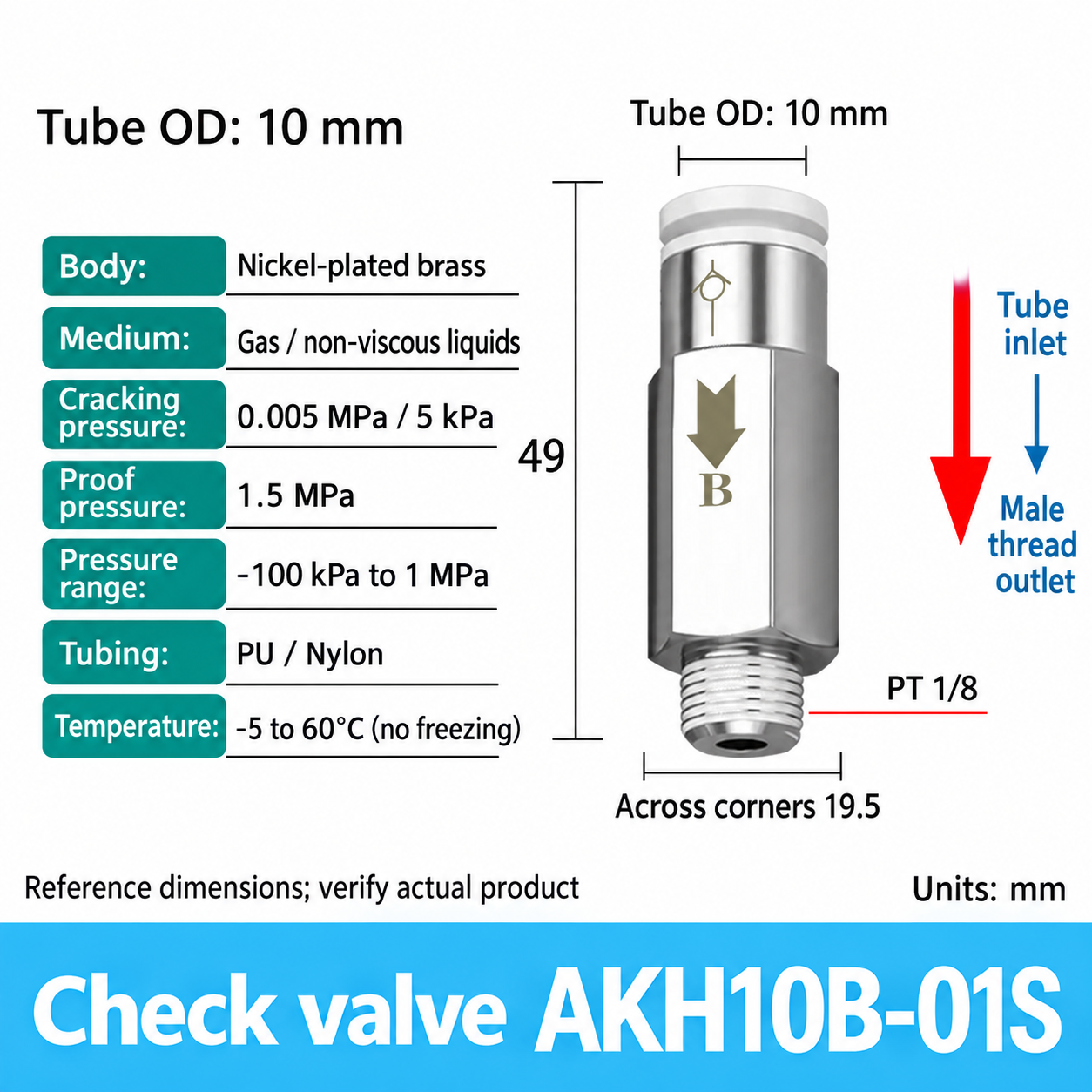 AKH10B-01S pneumatic check valve