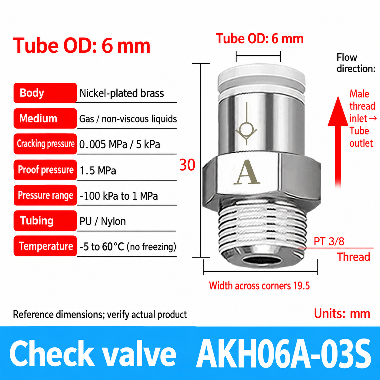 AKH06A-03S pneumatic check valve