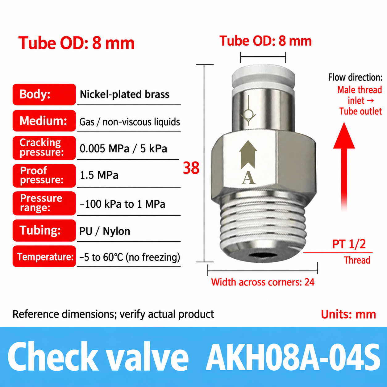 AKH08A-04S pneumatic check valve