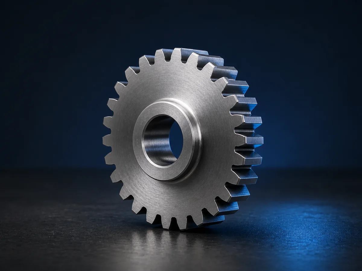 Illustrative render of a generic steel spur gear for drawing-based quotation