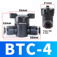 Pneumatic Manual Shut-Off Valves, 4-16 mm Tube OD, M5 to PT1/2