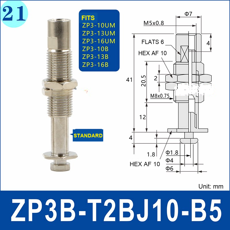 ZP3B Series Nickel-Plated Brass Vacuum Cup Holders – Standard and Anti-Rotation