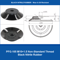 PFG-105 M10×1.5 Non-Standard Thread Black Nitrile Rubber heavy-duty flat vacuum suction cup and technical dimensions