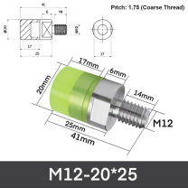 M12-20*25 304 stainless steel polyurethane buffer bolt