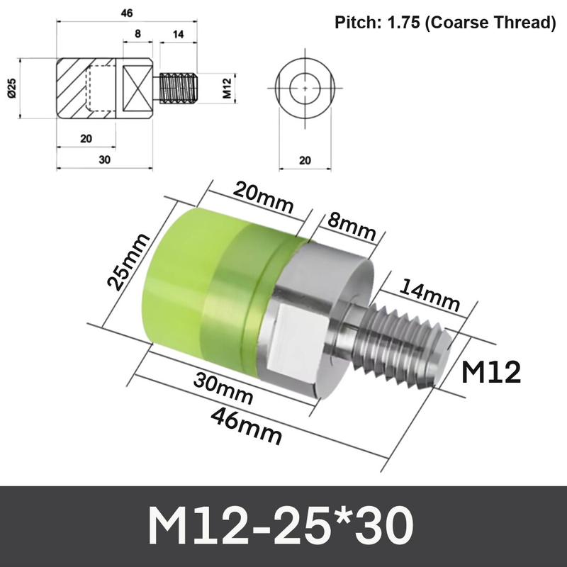 M12-25*30 304 stainless steel polyurethane buffer bolt