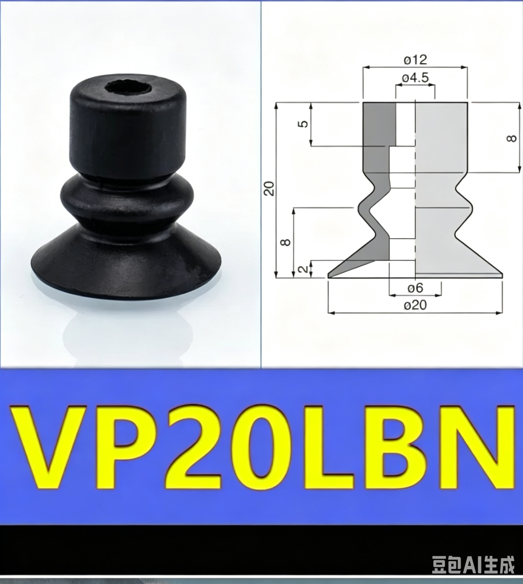 5pcs/pack VP-LB Series Vacuum Suction Cup VP6LBS Powerful Suction Nozzle Industrial Pneumatic Manipulator Parts-BOLTTE