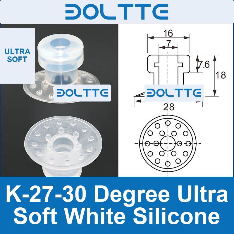 K-27-30 Degree Ultra Soft White Silicone — cleaned English technical image