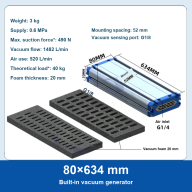 Grapadores de espuma de vacío largos con generador incorporado, 80/130 × 334-1234 mm